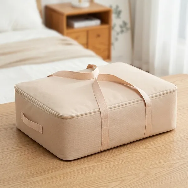 Foldable_Clothes_Storage_Organizer_Bag_With_Handles_Beige