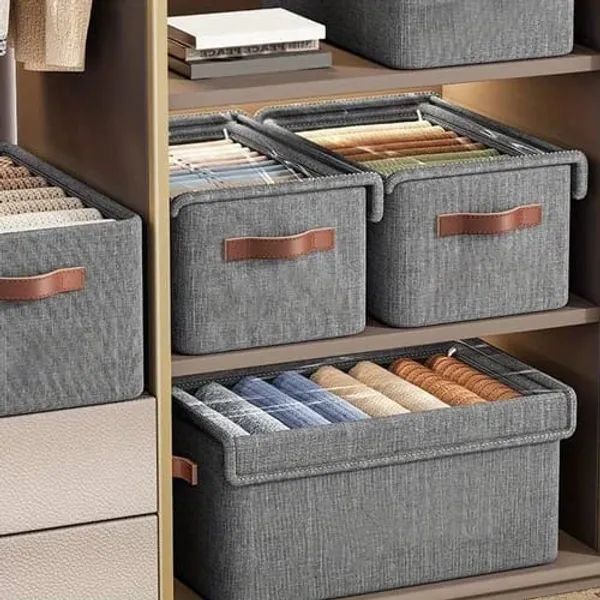Foldable_Fabric_Storage_Box_With_Lid_And_Handles_Grey