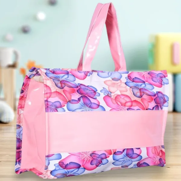 Floral_Print_Transparent_Mesh_Tote_Bag_With_Pink_Trim_And_Bow