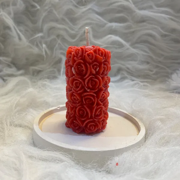 Handcrafted_Rose_Pillar_Candle_Red