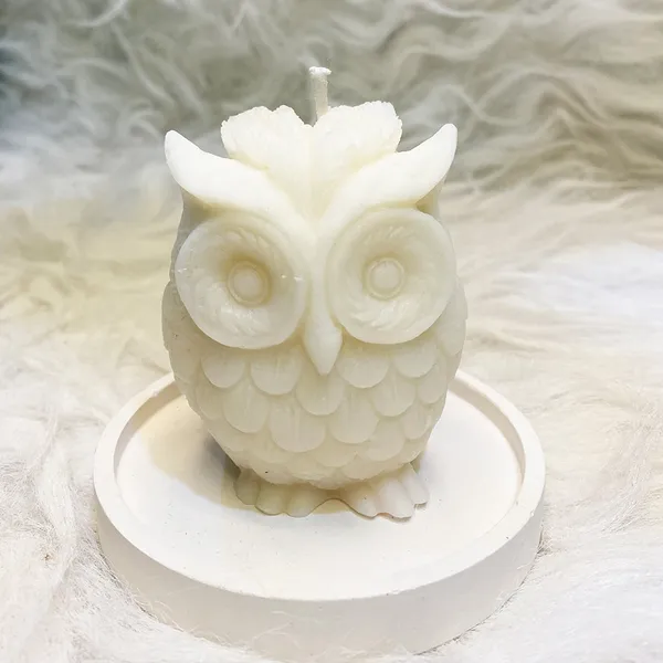Decorative_Owl_Candle_White_Wax_Figurine