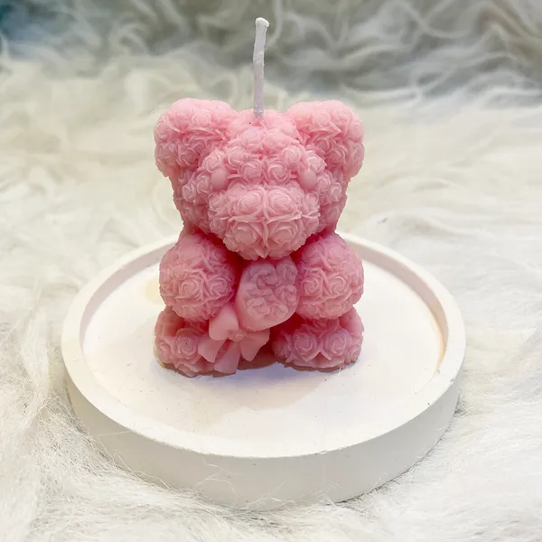 Pink_Rose_Bear_Shaped_Decorative_Candle