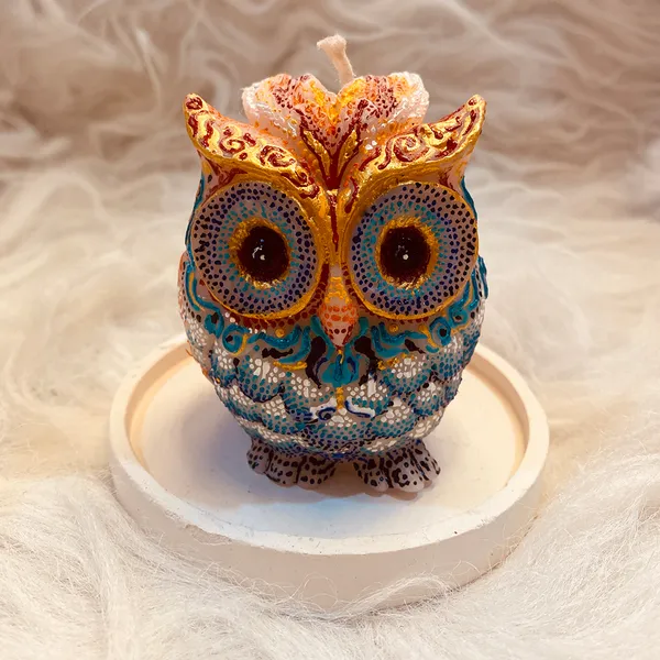 Decorative_Handpainted_Owl_Candle