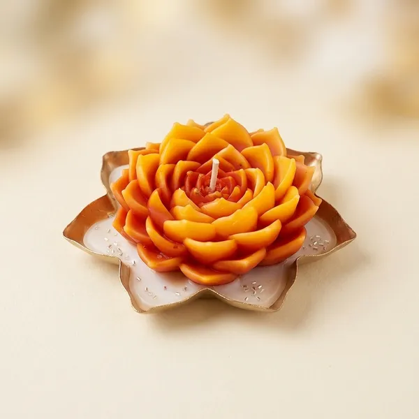 Handcrafted_Lotus_Flower__Urli_Candle_Orange_&_Brown