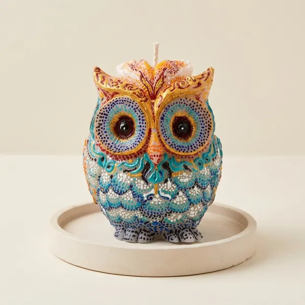 Decorative_Handpainted_Owl_Candle