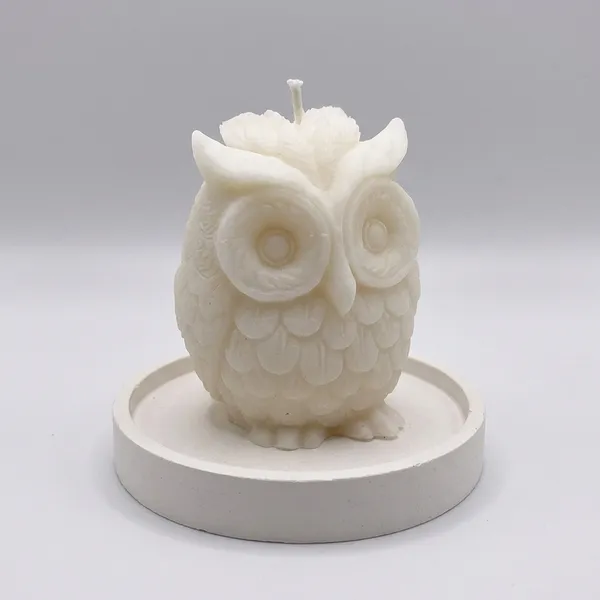 Decorative_Owl_Candle_White_Wax_Figurine