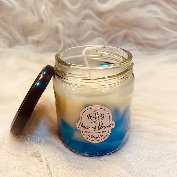 House_Of_Urinda_Scented_Candle_Blue_&_Cream_Layered_Jar_Candle