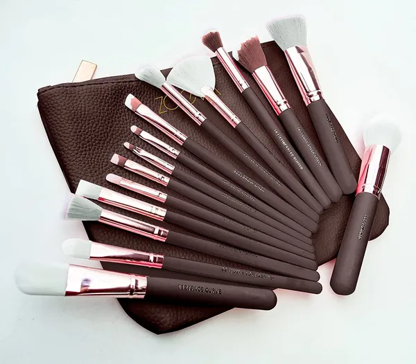 Macplus_Makeup_Cosmetics_Brush_Tool_Rose_Golden_Set_Of_15Pc