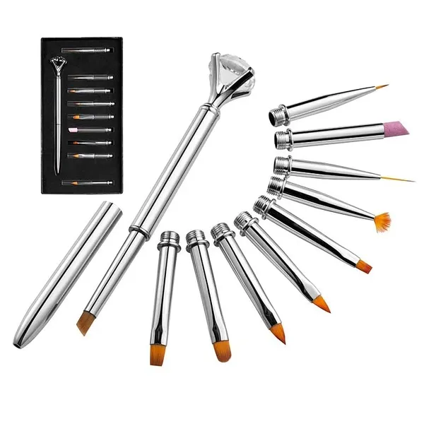 Skinplus_Nail_Art_Pen_Brush_Set_10_Pieces_Replace_Head_Metal_Diamond_Cuticle_Remover_Crystal_Flower_Drawing_Painting_Liner_Design_Nail_Tool