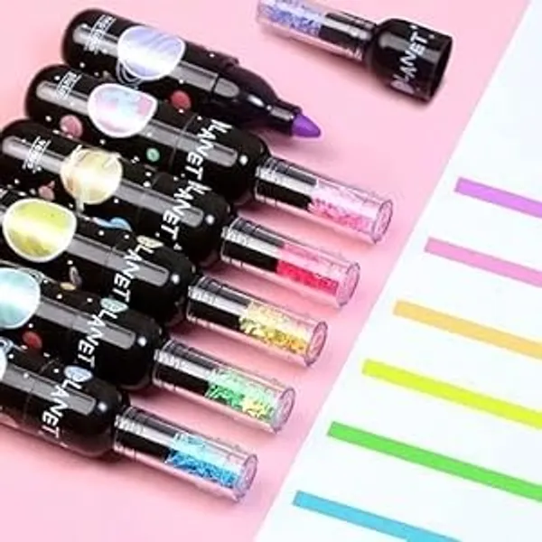 Skinplus_Astronaut_Space_Theme_Bottle_Shape_Highlighters_Set_Of_6_Fine_Grip_Marker_Pen_Ideal_For_Office_Stationery_Kids