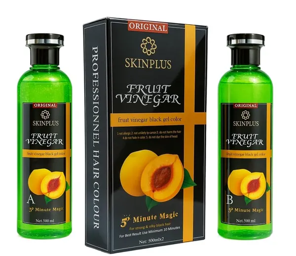 Skinplus_Peach_Fruit_Vinegar_Black_Hair_Color_1000Ml_Gel_With_Mixing_Bowl_And_Dye_Brush