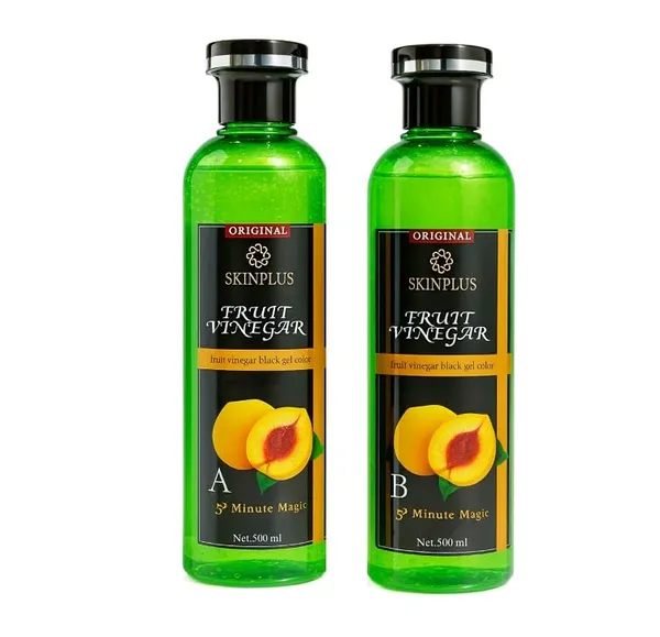 Skinplus_Peach_Fruit_Vinegar_Black_Hair_Color_1000Ml_Gel_With_Mixing_Bowl_And_Dye_Brush