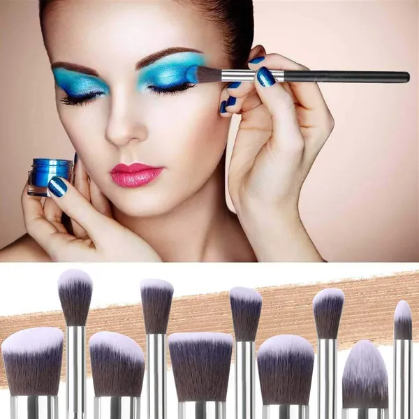 Skinplus_Premium_Kabuki_Makeup_Brush_Set_10_Pcs_Professional_Synthetic_Foundation_Powder_Blush_Eyeshadow_Brushes_Black_Silver_10_Pcs_Makeup_Brush