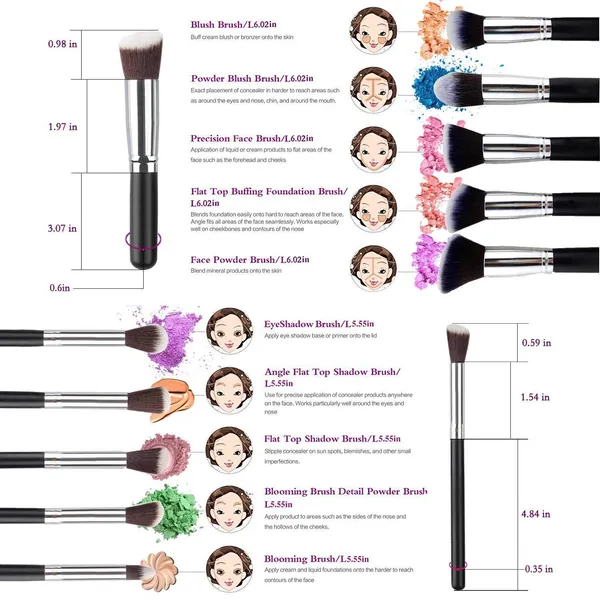 Skinplus_Premium_Kabuki_Makeup_Brush_Set_10_Pcs_Professional_Synthetic_Foundation_Powder_Blush_Eyeshadow_Brushes_Black_Silver_10_Pcs_Makeup_Brush
