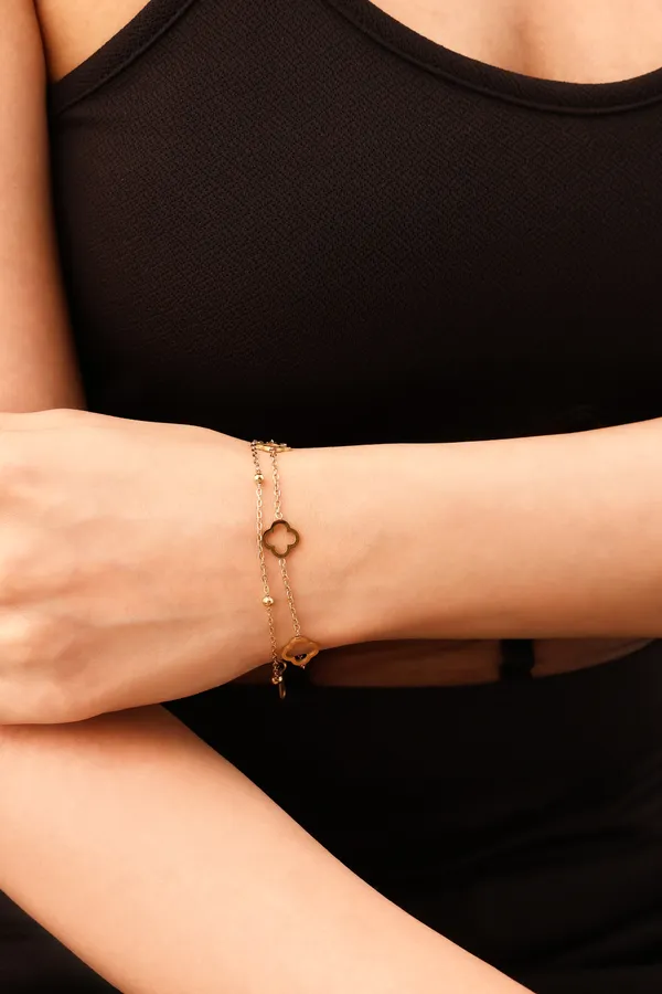 Golden_Clover_Charm__Bracelet_For_Women