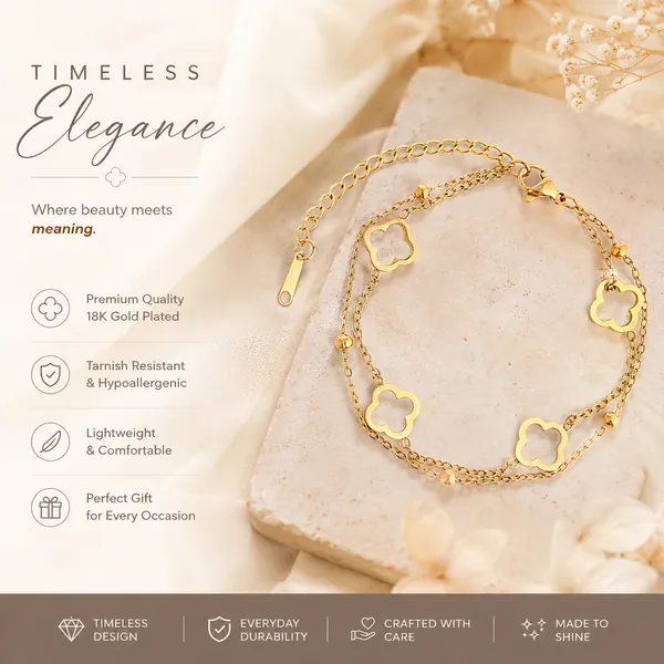 Golden_Clover_Charm__Bracelet_For_Women