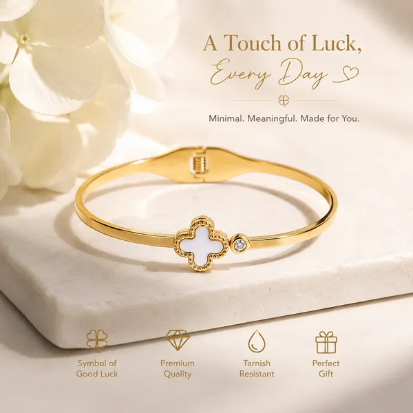 Luxe_white_clover_Bangle_Bracelet_For_Women