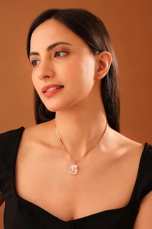 Pink_Tulip_charm_Enamel_Pendant_Necklace_For_Women