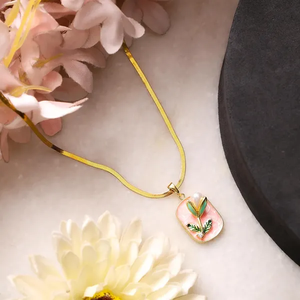 Pink_Tulip_charm_Enamel_Pendant_Necklace_For_Women