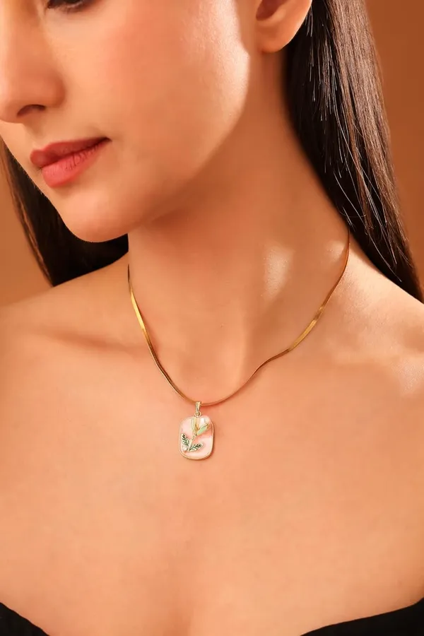 Pink_Tulip_charm_Enamel_Pendant_Necklace_For_Women