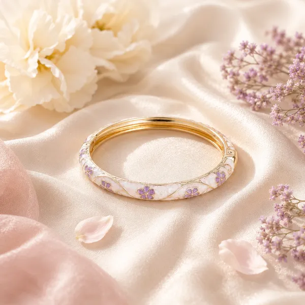 Blush_petal_enamel_Bangle_Bracelet_For_Women