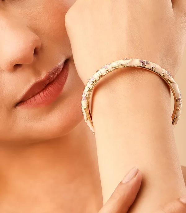 Blush_petal_enamel_Bangle_Bracelet_For_Women