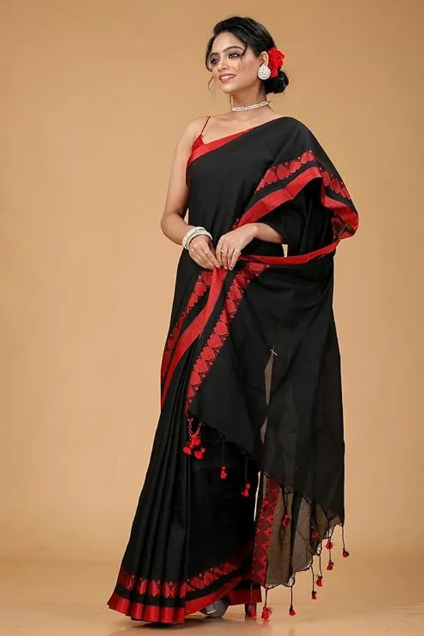 Black_Red_Bordered_Georgette_Saree_for_Women