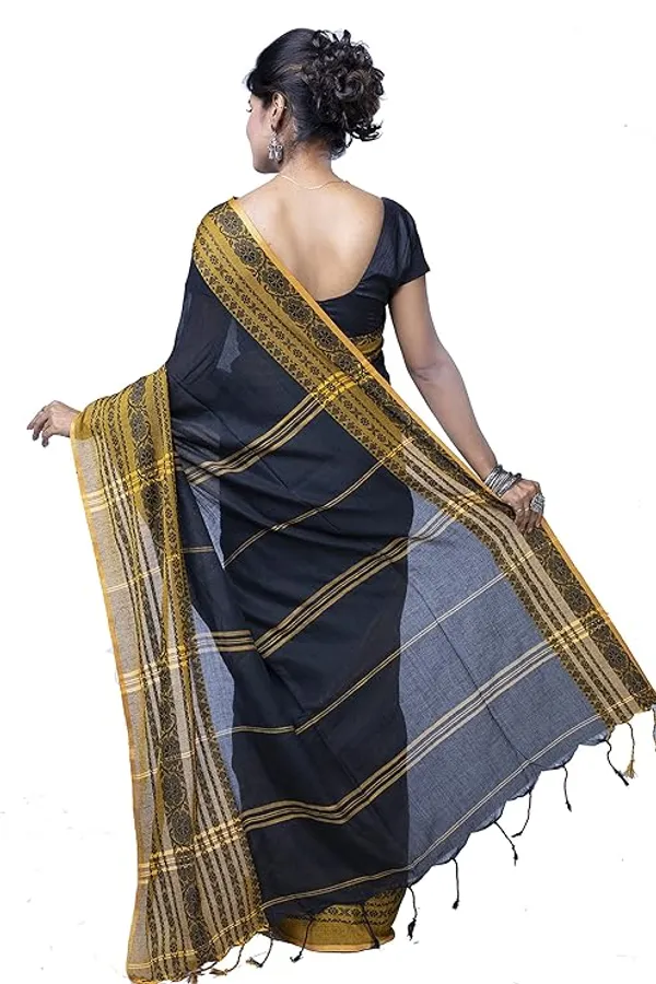 Black_Silk_Ethnic_Saree_with_Golden_Border_for_Women