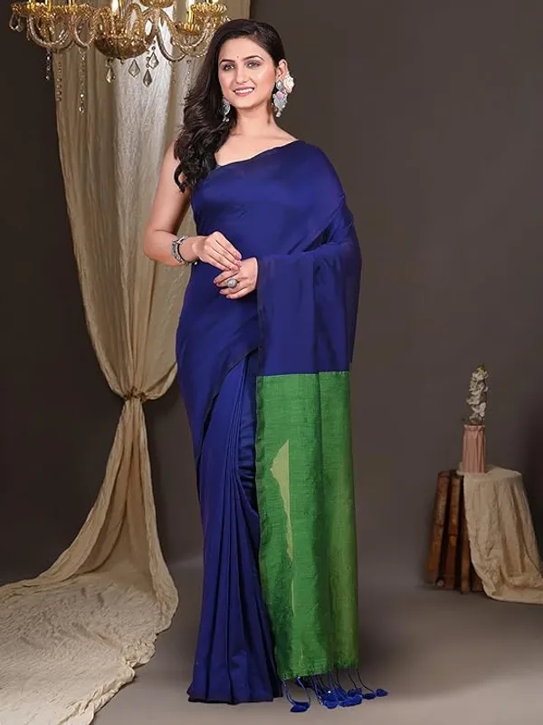Blue_Silk_Saree_with_Green_Border_for_Women