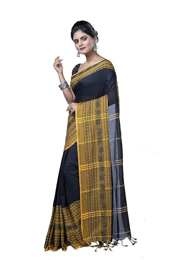 Black_Silk_Ethnic_Saree_with_Golden_Border_for_Women
