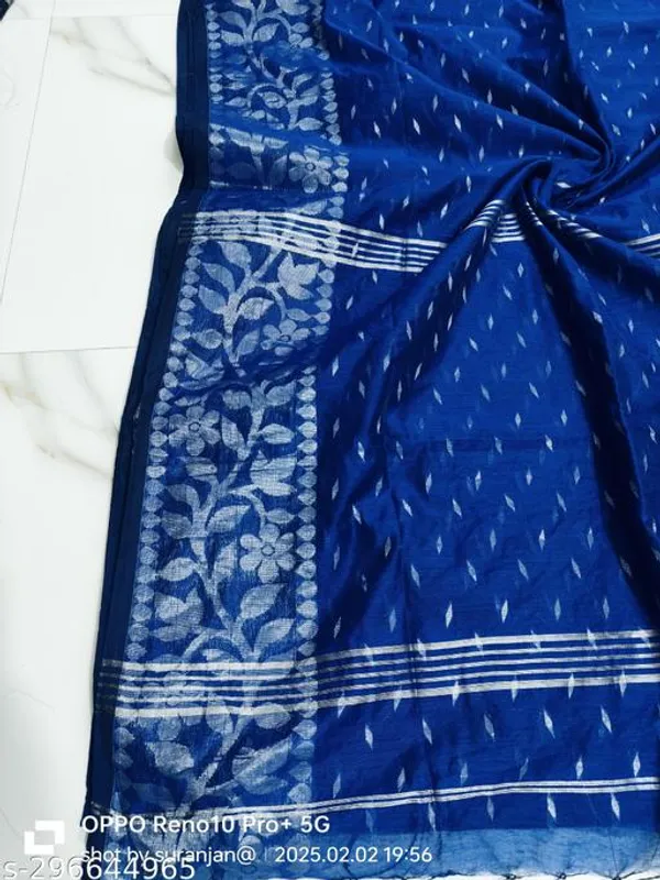 Blue_Khadi_Cotton_Saree_For_Women