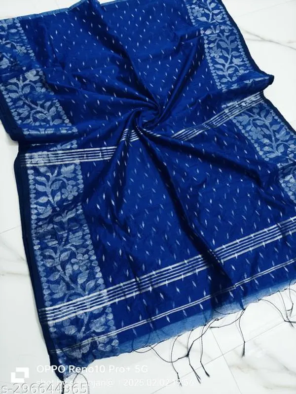 Blue_Khadi_Cotton_Saree_For_Women