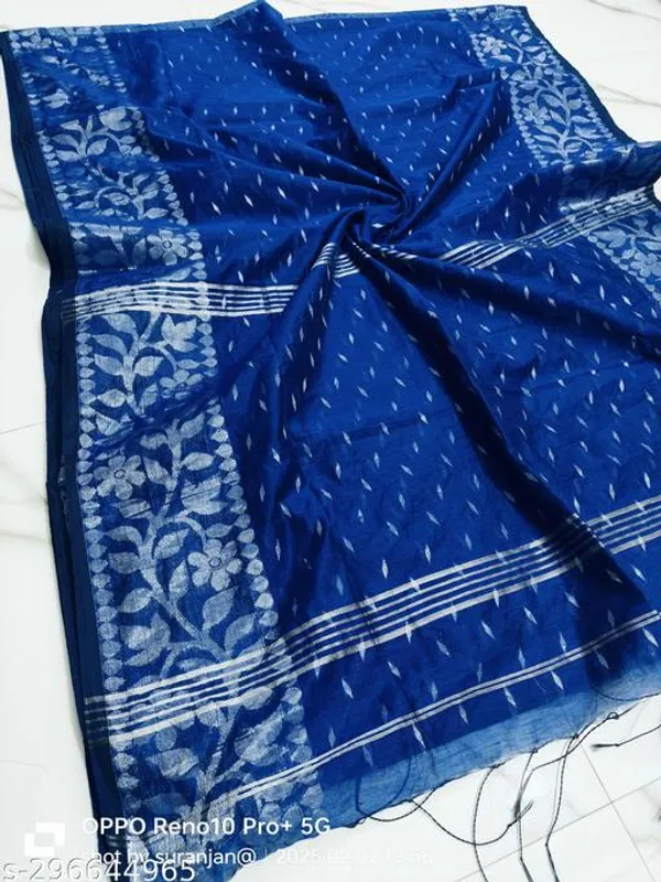 Blue_Khadi_Cotton_Saree_For_Women