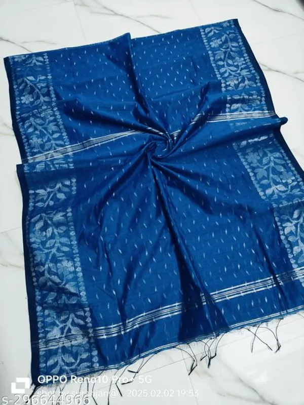 Blue_Khadi_Cotton_Saree_For_Women