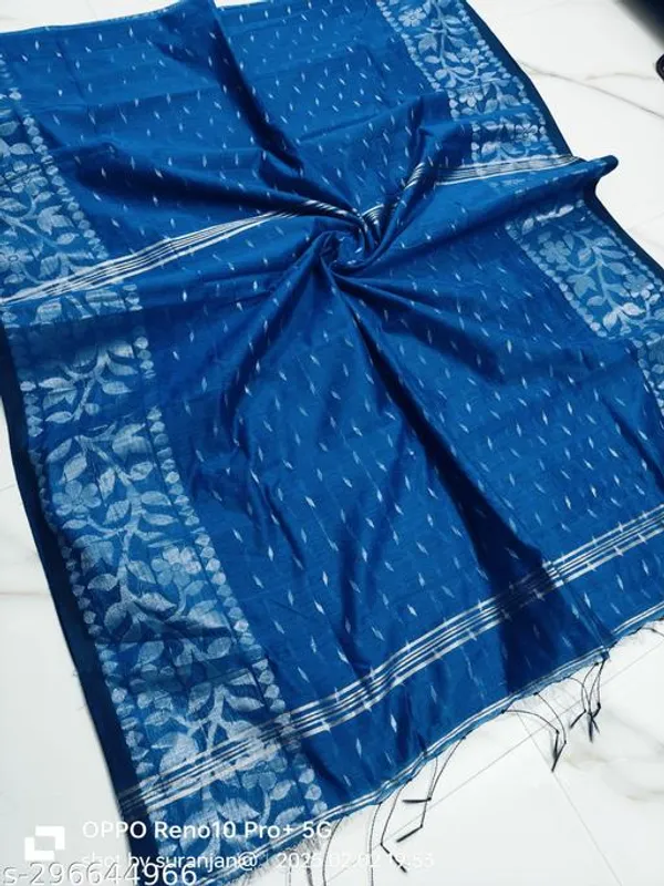 Blue_Khadi_Cotton_Saree_For_Women