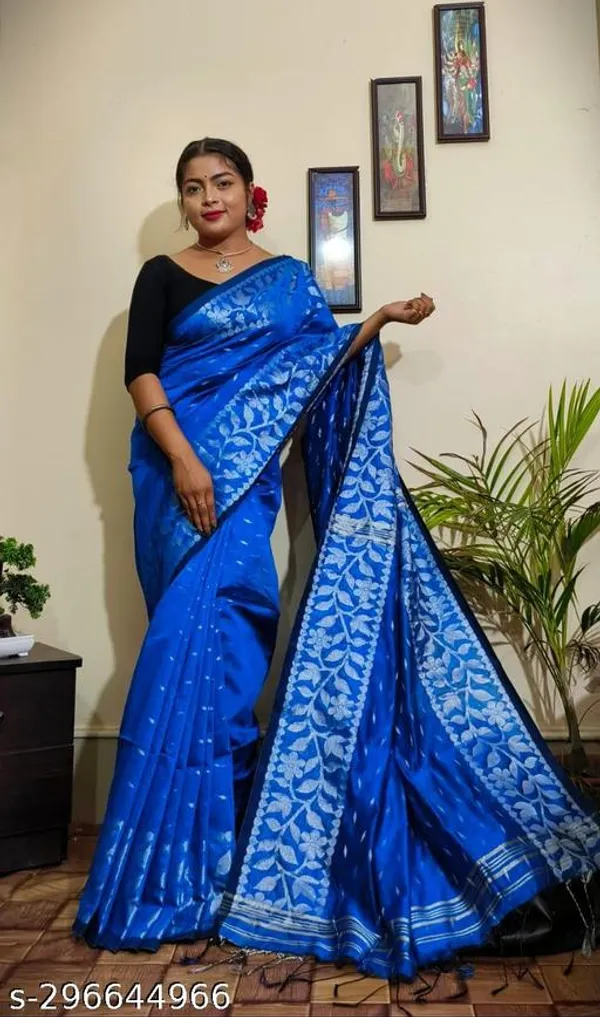 Blue_Khadi_Cotton_Saree_For_Women