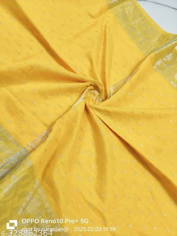 Yellow_Khadi_Cotton_All_Over_Work_Saree_For_Women