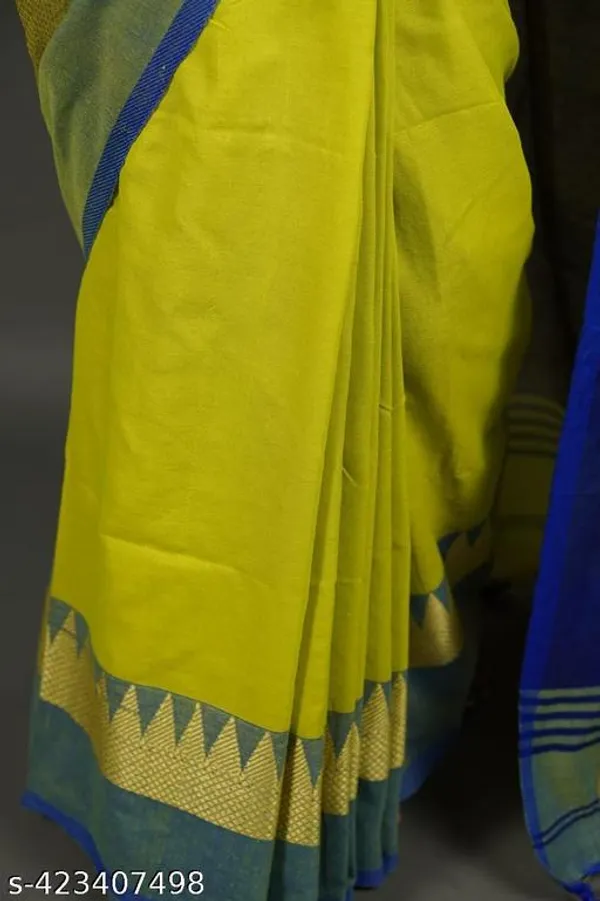 Yellow_Khadi_Cotton_Temple_Border_Handloom_Saree_For_Women