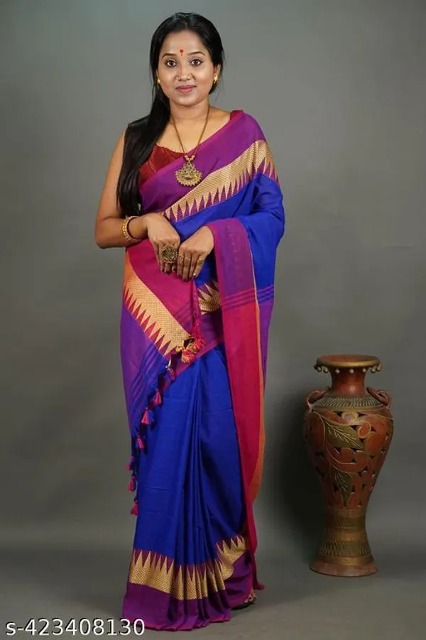 Blue_Khadi_Cotton_Handloom_Saree_For_Women