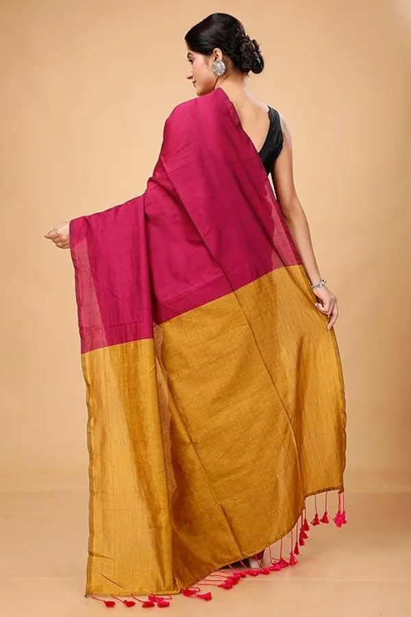 Magenta_Cotton_Silk_Saree_with_Mustard_Border_for_Women