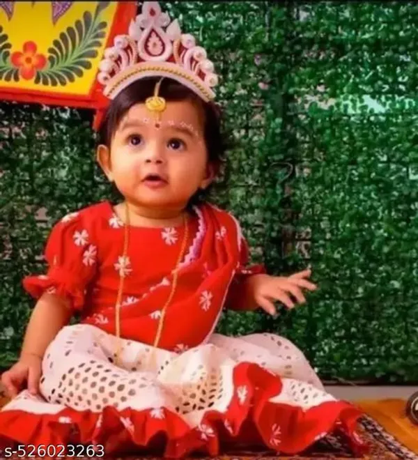 Red_White_Khadi_Cotton_Hakoba_Festive_Saree_For_Kids_Girls