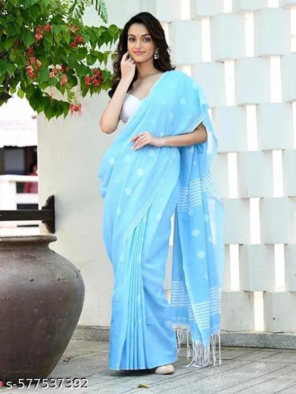 Blue_Khadi_Cotton_Saree_For_Women