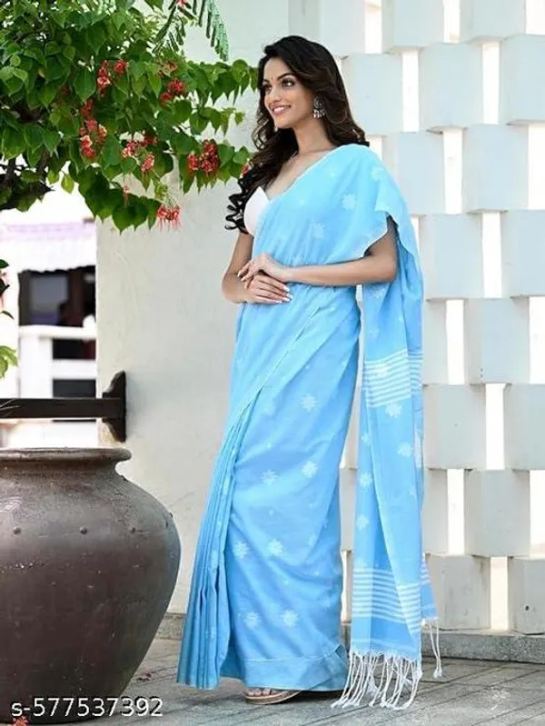 Blue_Khadi_Cotton_Saree_For_Women
