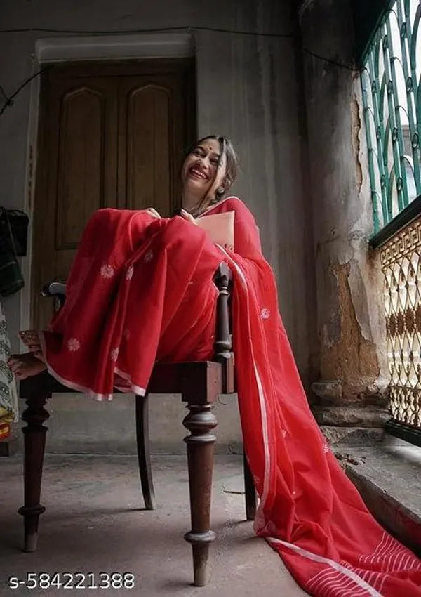 Red_Khadi_Cotton_Saree_For_Women