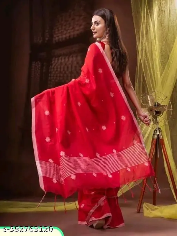 Red_Khadi_Cotton_Saree_For_Women
