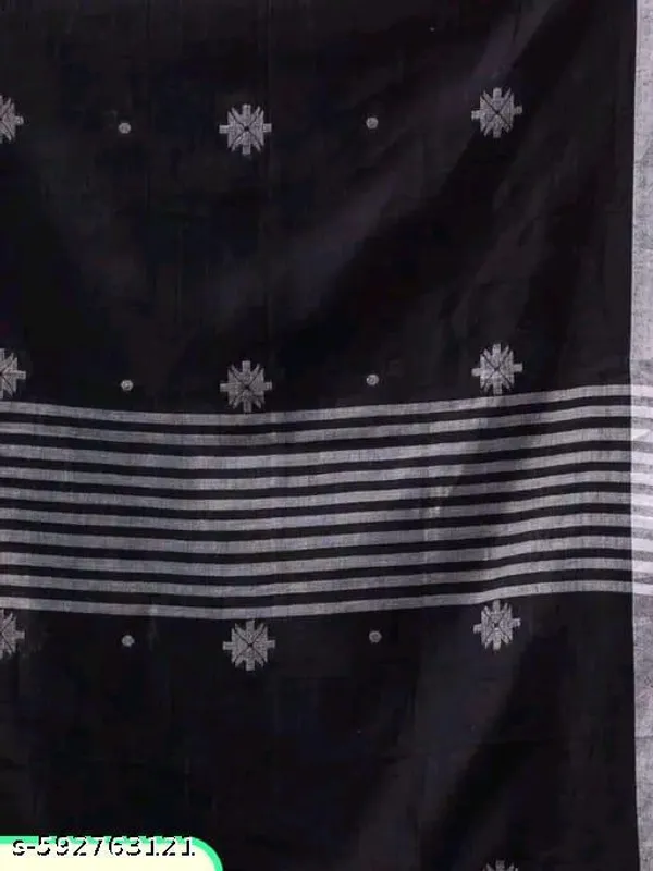 Black_Khadi_Cotton_Solid_Border_Saree_For_Women