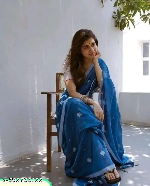 Blue_Khadi_Cotton_Saree_For_Women