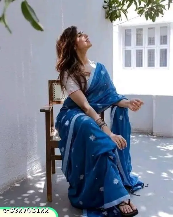 Blue_Khadi_Cotton_Saree_For_Women