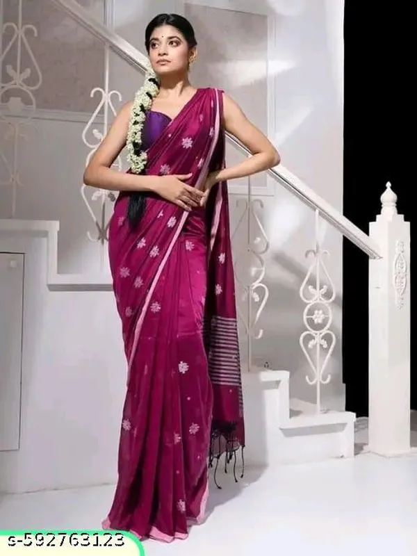 Maroon_Khadi_Cotton_Saree_For_Women