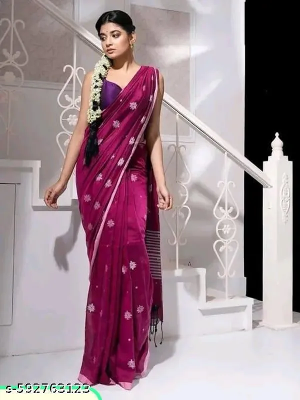 Maroon_Khadi_Cotton_Saree_For_Women
